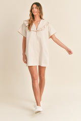 NOEMI RUFFLE DETAIL SAILOR COLLAR MINI DRESS