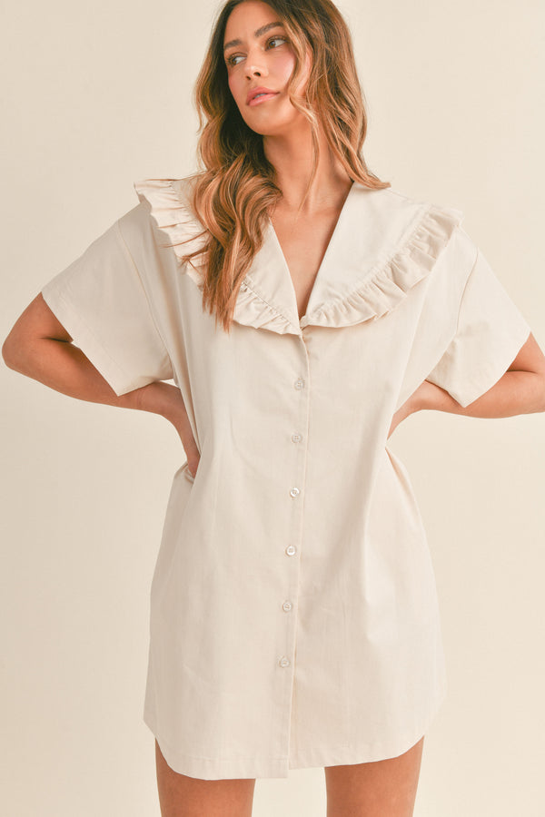 NOEMI RUFFLE DETAIL SAILOR COLLAR MINI DRESS