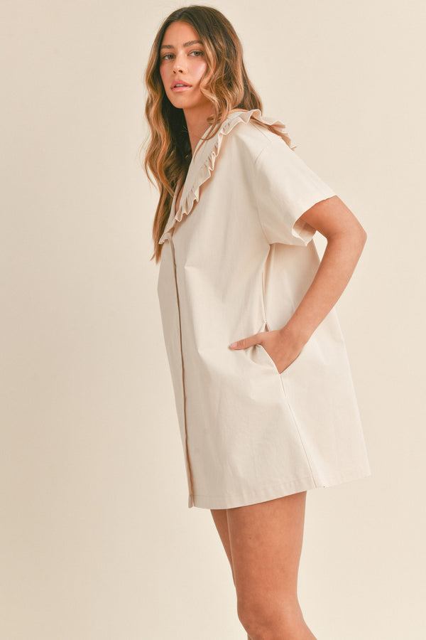 NOEMI RUFFLE DETAIL SAILOR COLLAR MINI DRESS
