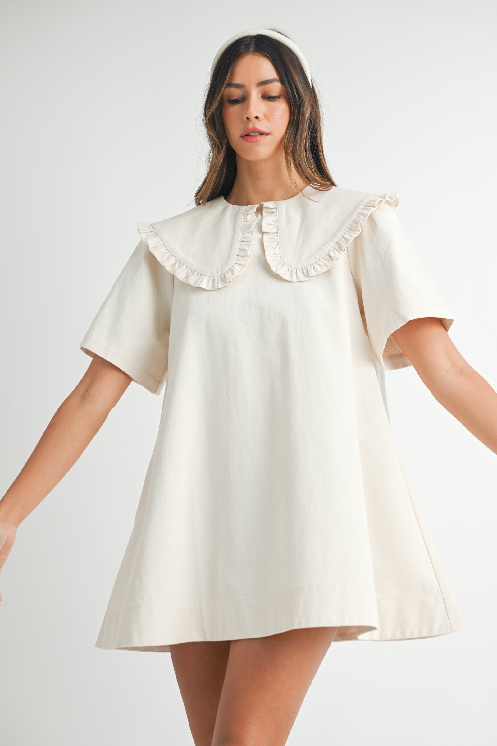 white collar peter pan dress ZANIYAH PETER PAN COLLAR DRESS – Mable Clothing