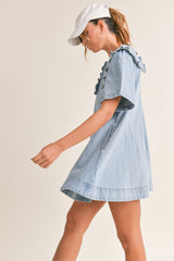 PETER PAN COLLAR DENIM MINI DRESS