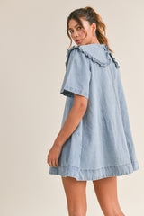 PETER PAN COLLAR DENIM MINI DRESS