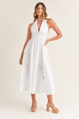 YSABEL COLLARED SLEEVELESS MIDI DRESS