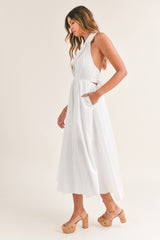 YSABEL COLLARED SLEEVELESS MIDI DRESS