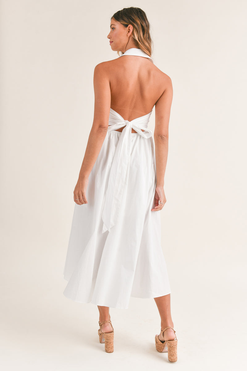YSABEL COLLARED SLEEVELESS MIDI DRESS