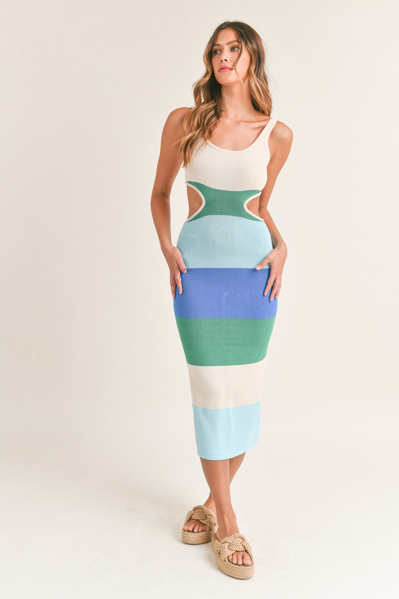EZEKIEL SLEEVELESS BACKLESS MIDI DRESS