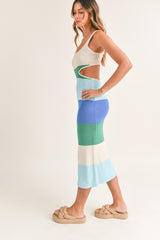 EZEKIEL SLEEVELESS BACKLESS MIDI DRESS