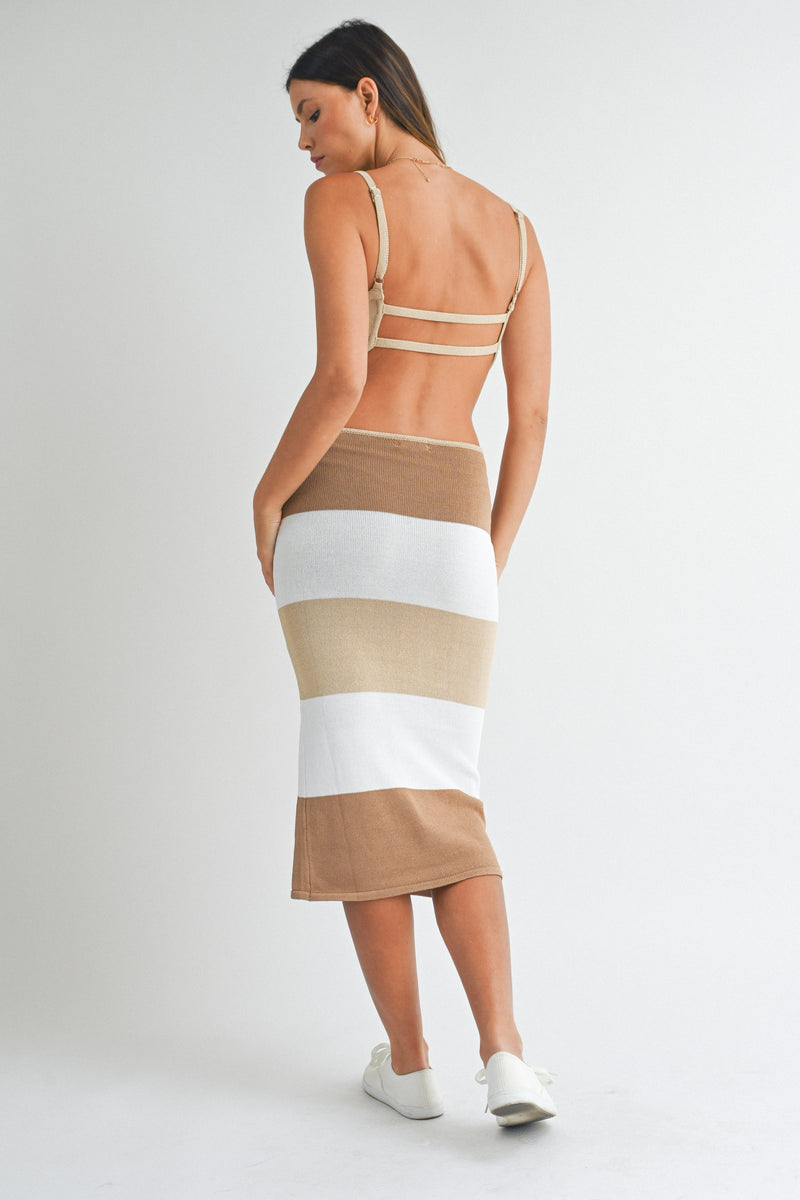 VEDA SLEEVELESS BACKLESS MIDI DRESS