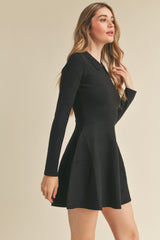 ONA COLLAR FLARE KNIT MINI DRESS