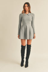 ONA COLLAR FLARE KNIT MINI DRESS