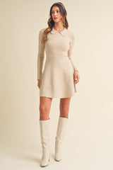 ONA COLLAR FLARE KNIT MINI DRESS