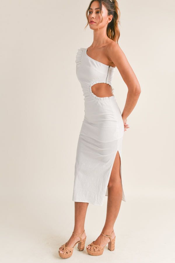 ITZAYANA ONE SHOULDER MIDI DRESS