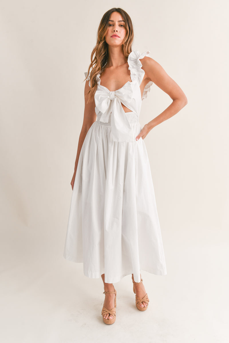 ITZEL BOW TIED MIDI DRESS