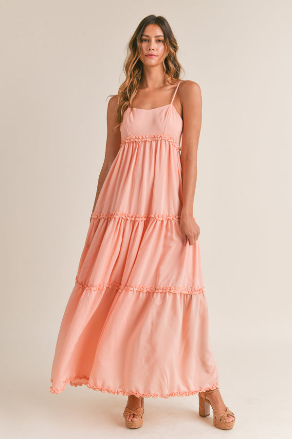 SHELBY RUFFLE DETAIL AT EACH TIER MEXI DRESS