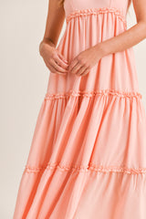 SHELBY RUFFLE DETAIL AT EACH TIER MEXI DRESS