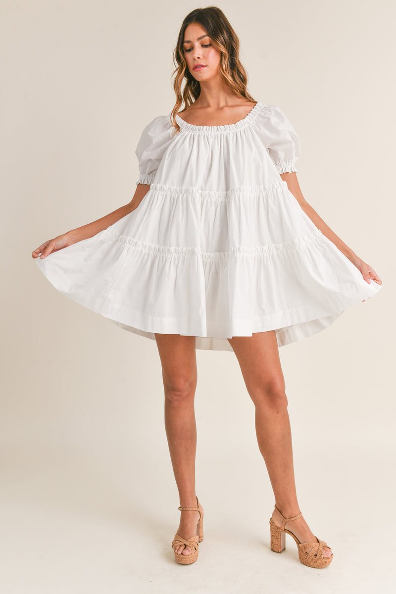 CECILIA SLEEVE TIERED MINI DRESS