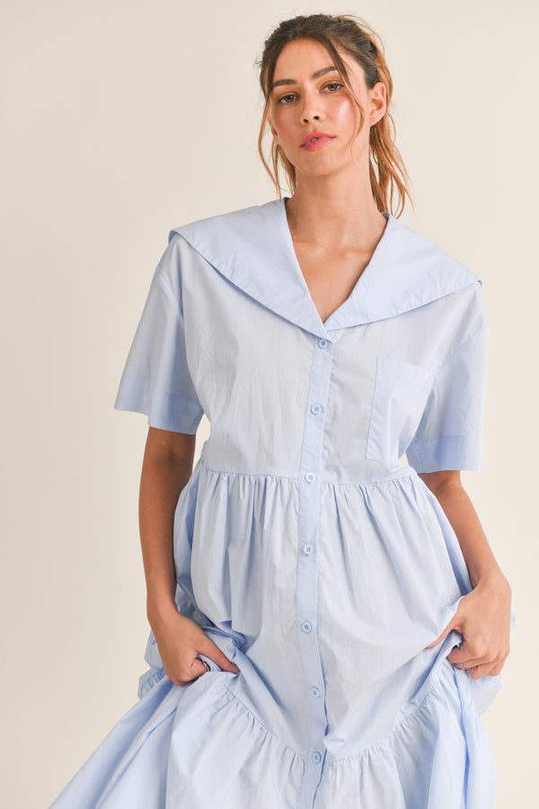 MACY SAILOR COLLAR MIDI DRESS