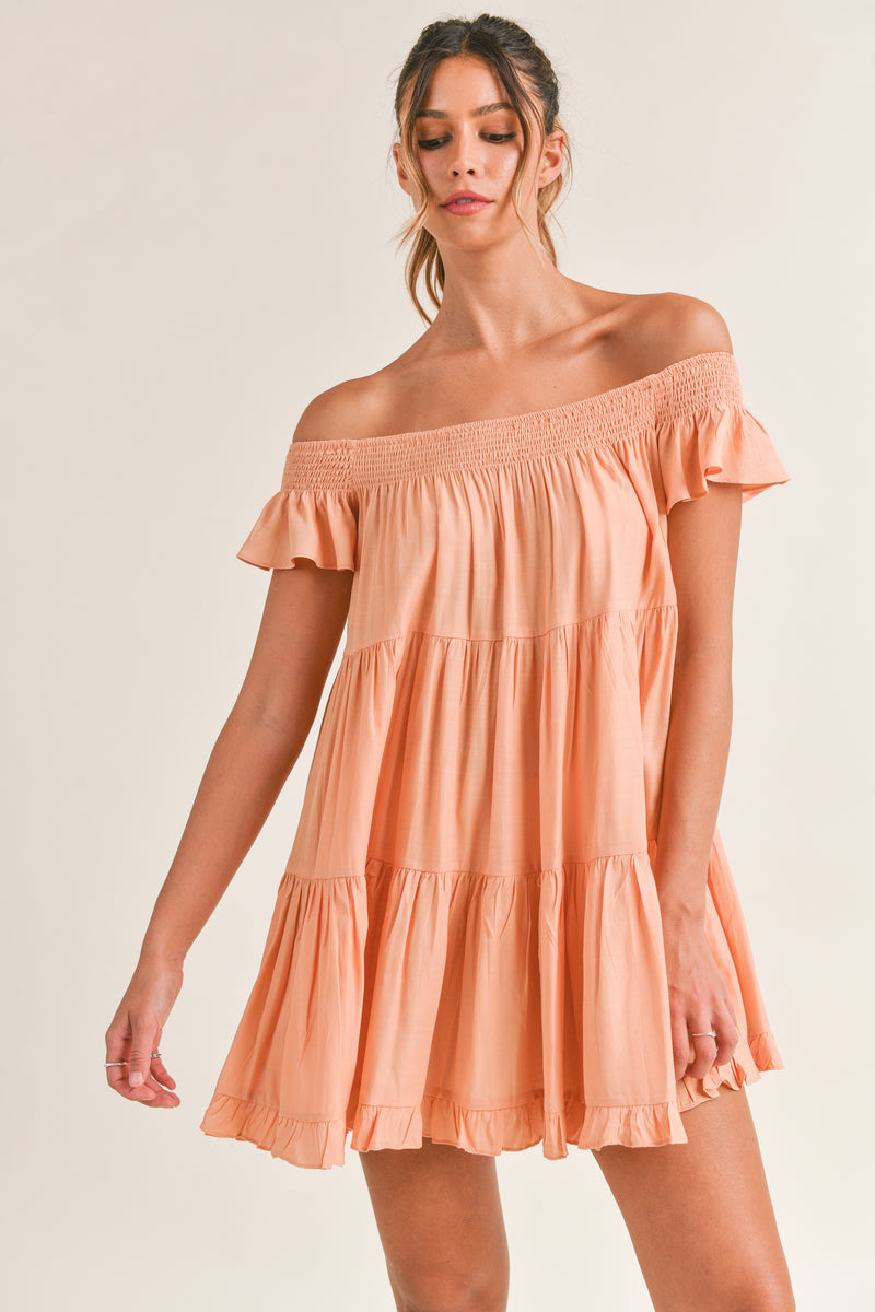 ANNIKA OFF SHOULDER MINI DRESS