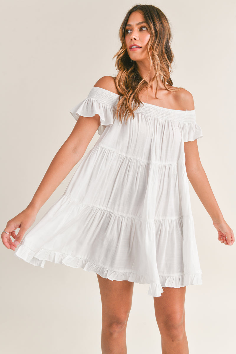 ANNIKA OFF SHOULDER MINI DRESS