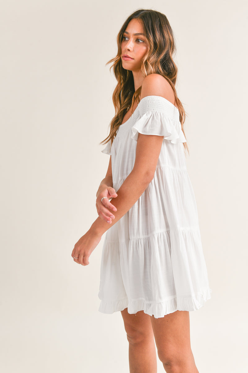 ANNIKA OFF SHOULDER MINI DRESS