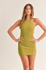 LEYLA HALTERNECK KNIT MINI DRESS