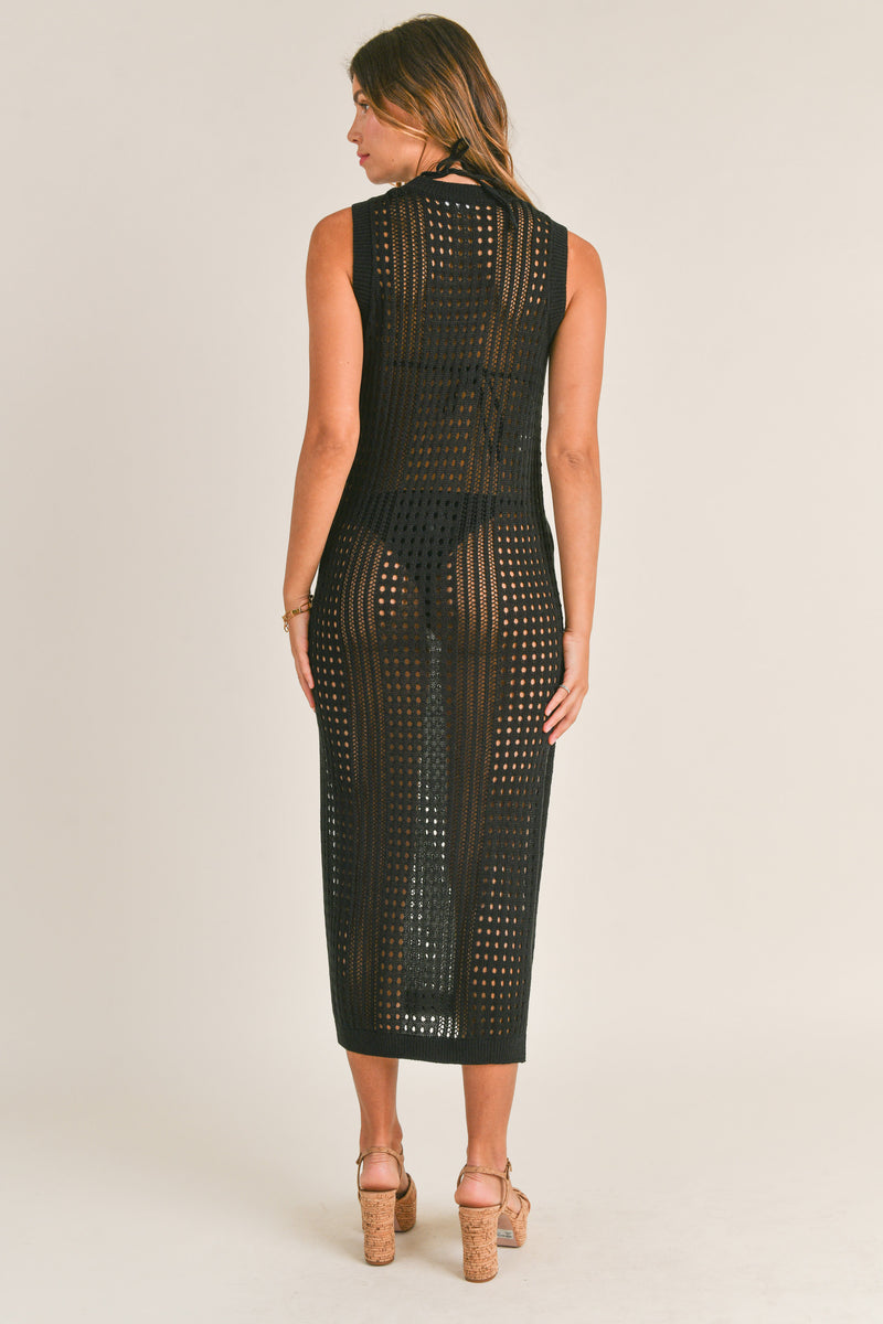PALMER SLEEVELESS CROCHET MIDI DRESS