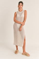 PALMER SLEEVELESS CROCHET MIDI DRESS