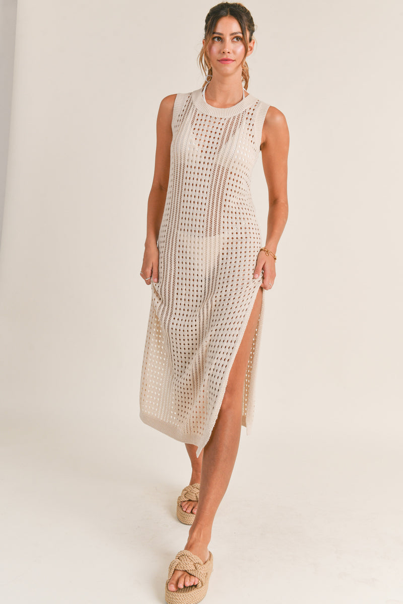 PALMER SLEEVELESS CROCHET MIDI DRESS