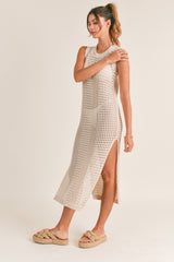 PALMER SLEEVELESS CROCHET MIDI DRESS