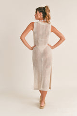 PALMER SLEEVELESS CROCHET MIDI DRESS