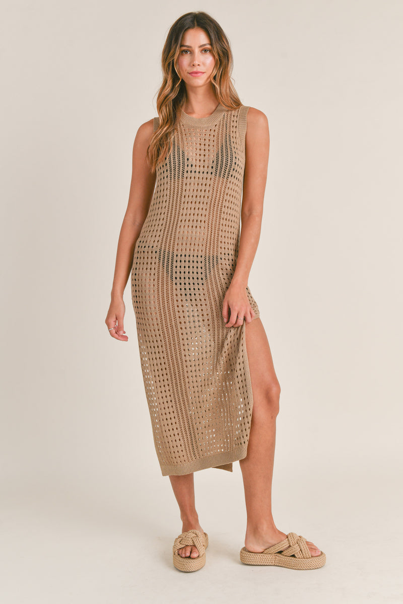 NYX SLEEVELESS CROCHET MIDI DRESS