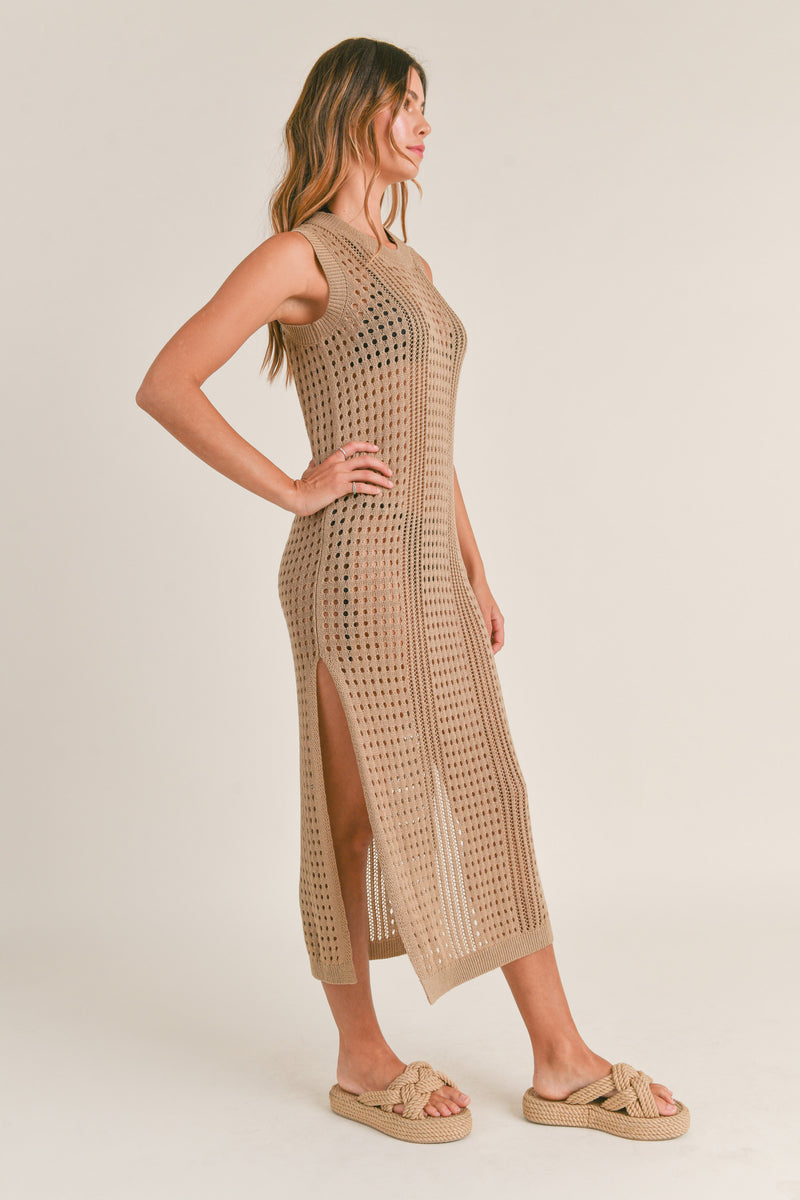 NYX SLEEVELESS CROCHET MIDI DRESS