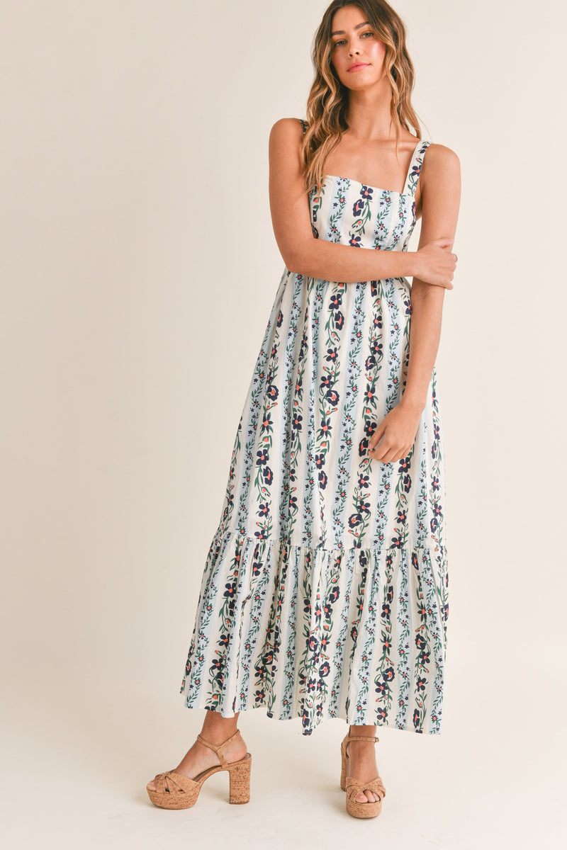 MINA TIERED FLORAL PRINT MAXI DRESS