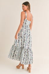 MINA TIERED FLORAL PRINT MAXI DRESS