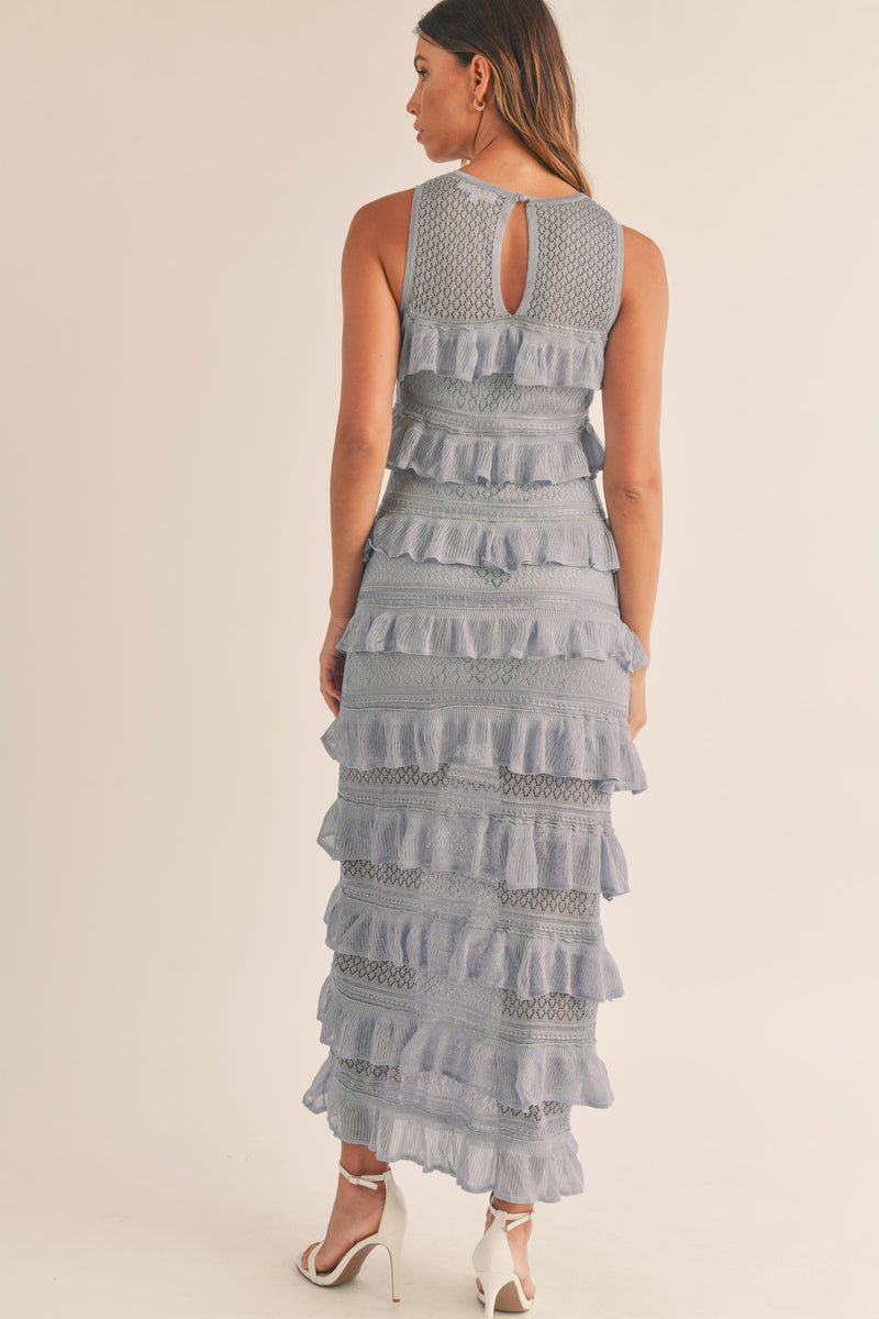 GRACIE FRILL KNIT MIDI DRESS