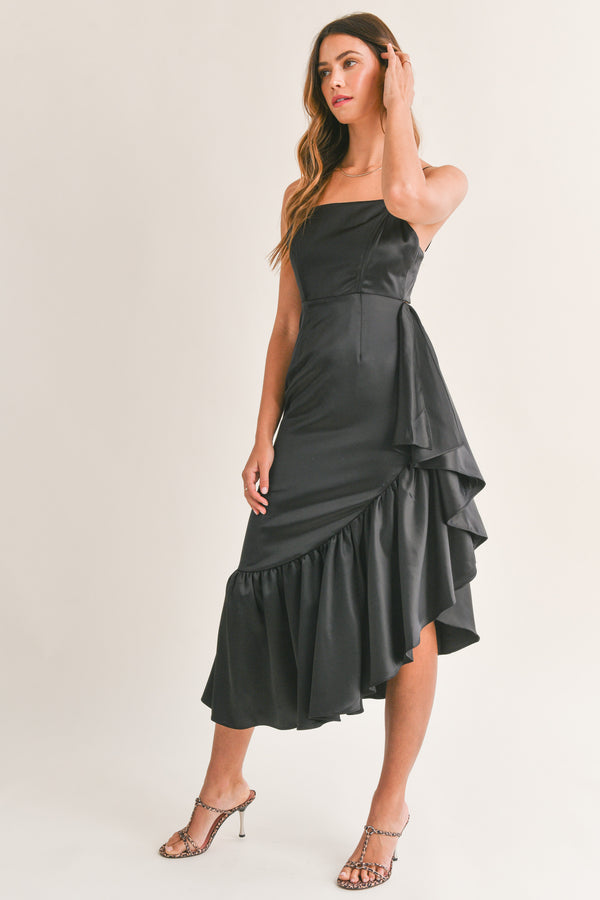 SCOTTIE FRILL LINE MIDI DRESS