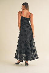 PALOMA 3D FLORAL COWL NECK MAXI DRESS