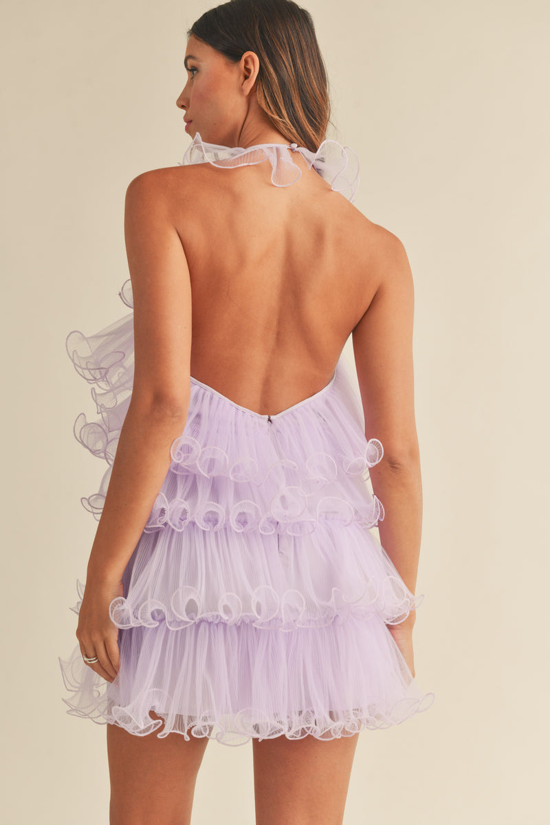 ruffle mami mesh mini dress Ruffle Mami Mesh Mini Dress - White