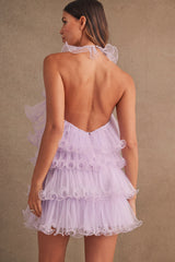 CLOVER RUFFLE MESH MINI DRESS