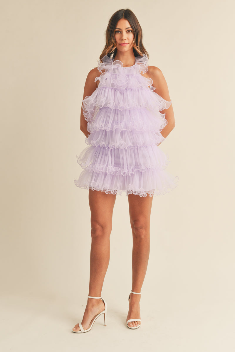 CLOVER RUFFLE MESH MINI DRESS Mable Clothing CLOVER RUFFLE MESH MINI DRESS Mable Clothing