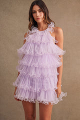 CLOVER RUFFLE MESH MINI DRESS