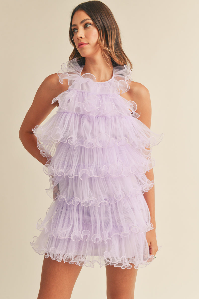 ruffle mesh mini dress Gameday Glow Mesh Mini Dress