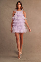 CLOVER RUFFLE MESH MINI DRESS