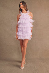 CLOVER RUFFLE MESH MINI DRESS