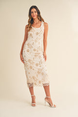 TIRIL BEADED SLEEVELESS MIDI DRESS