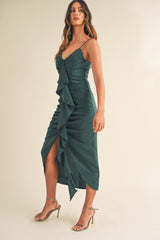 XIOMARA FRONT RUFFLE MIDI DRESS