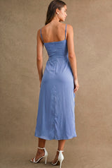 ANGELICA FRONT RUFFLE MIDI DRESS