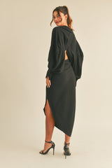 IMANI LONG SLEEVE SHIRT MIDI DRESS