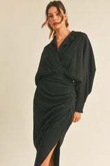 IMANI LONG SLEEVE SHIRT MIDI DRESS