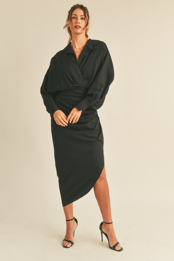 IMANI LONG SLEEVE SHIRT MIDI DRESS